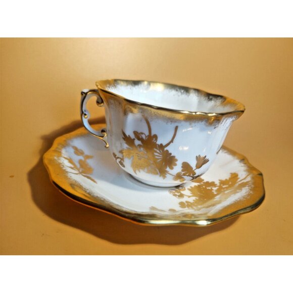 HAMMERSLEY & CO BONE CHINA VINTAGE GOLD PAINTED CUP & SAUCER 1950-1960 - Picture 4 of 14